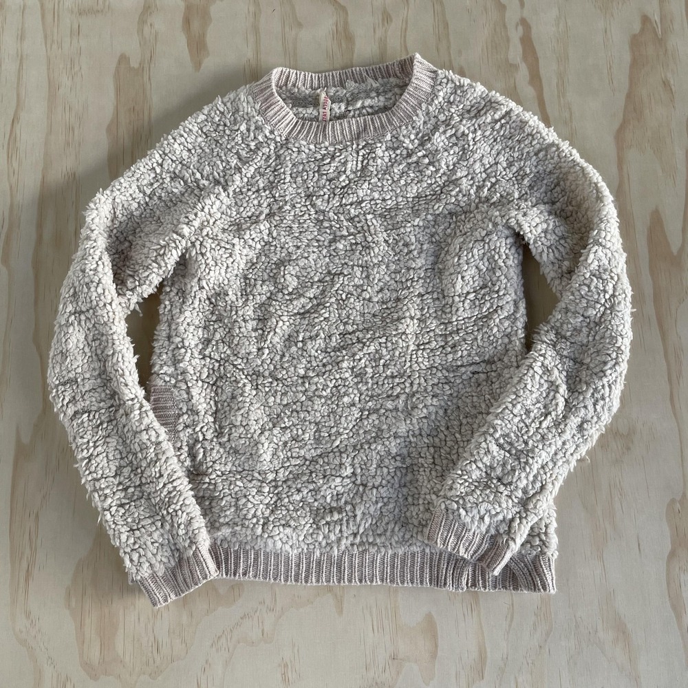 Rebecca Taylor Sweater Womens Small White Boucle Fuzzy‎ Knit Crew Neck Pullover